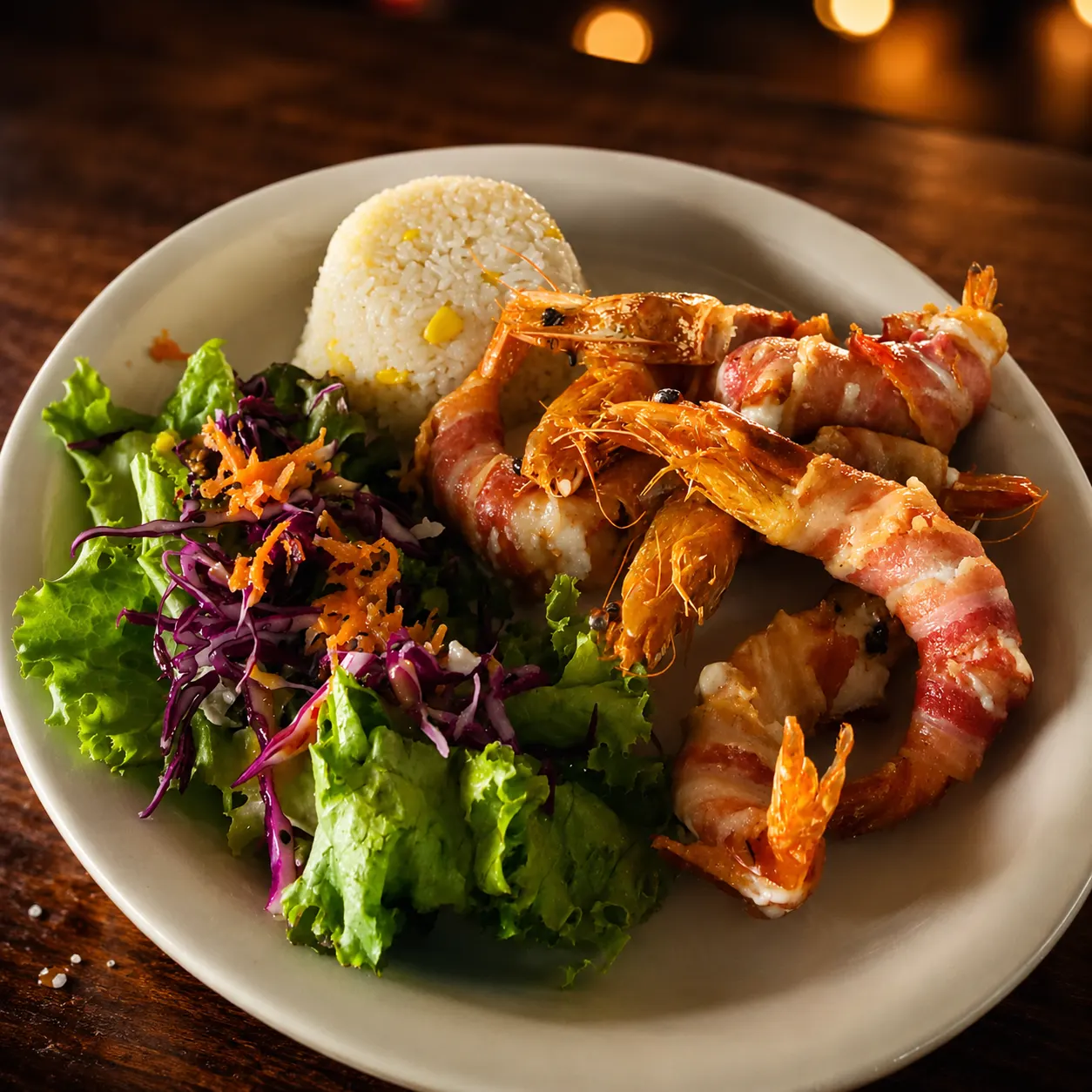 Camarones momia rellenos de queso y envueltos en tocino en Mariscos Muelle 27, Querétaro